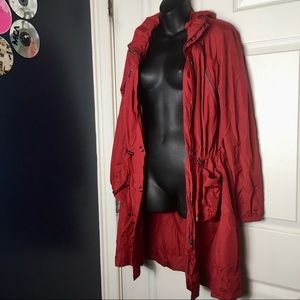 Red rain jacket